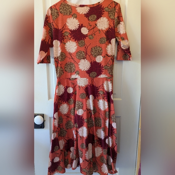 LuLaRoe Medium Nicole dress, fall floral print - Picture 1 of 6